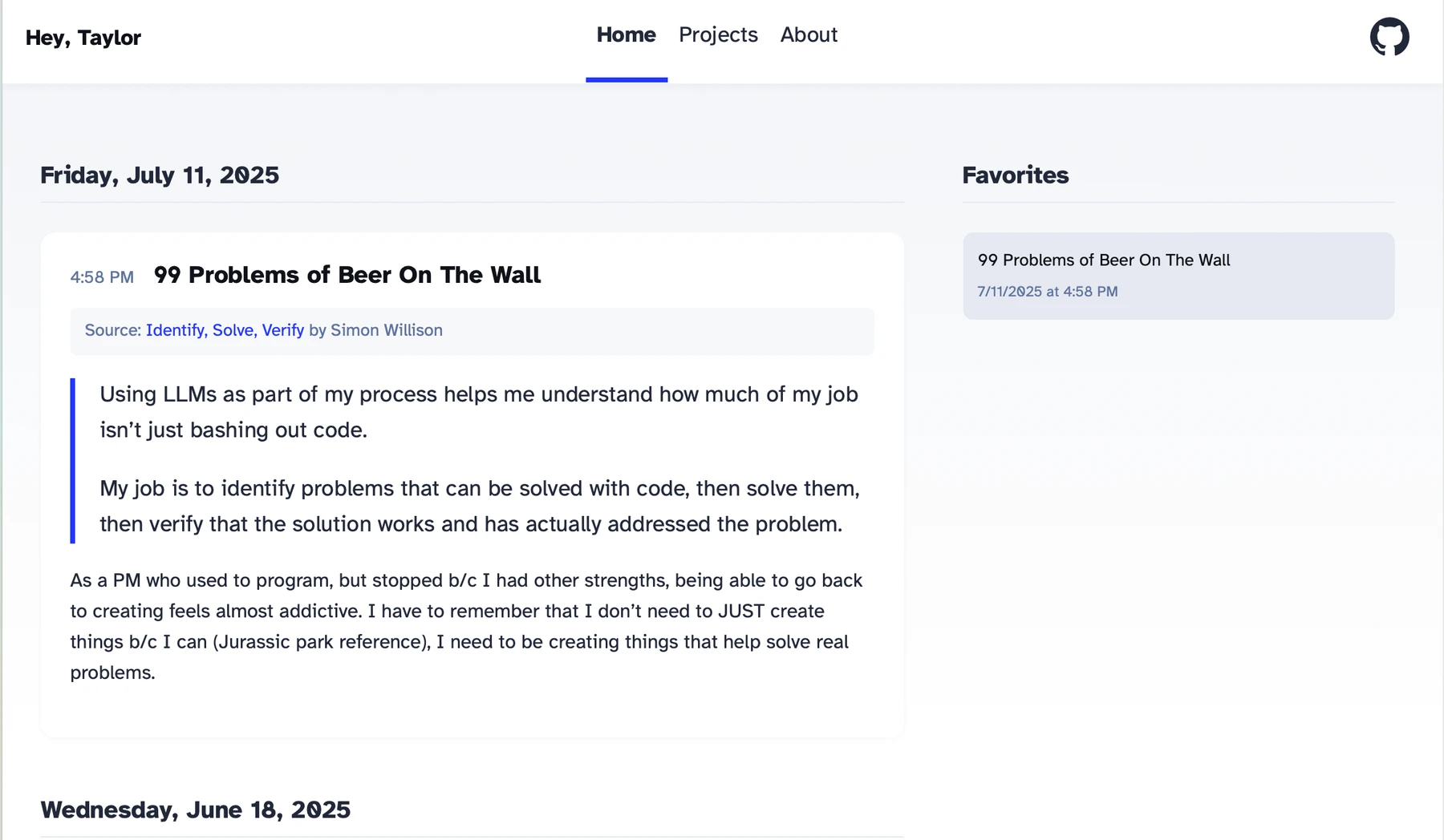 Hey, Taylor Site hero image